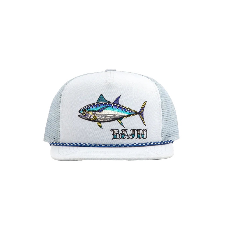 BAJIO Bluefin Tuna Flat Brim Twill Trucker Hat – Light Blue One Size