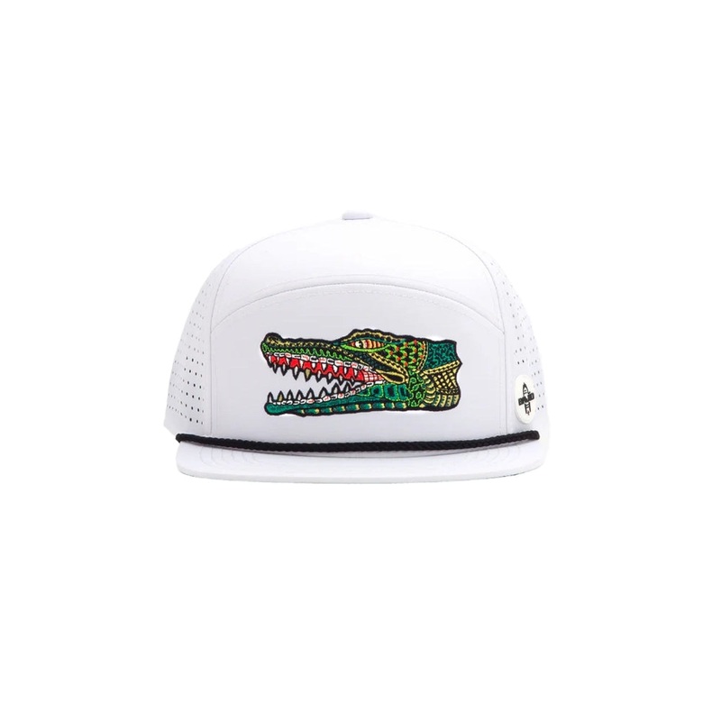 BAJIO Gator Head Performance Flat Brim Hat – White/White One Size