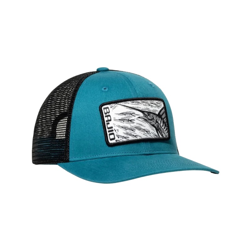 BAJIO Sailfish Patch Trucker Hat – Teal/Black One Size