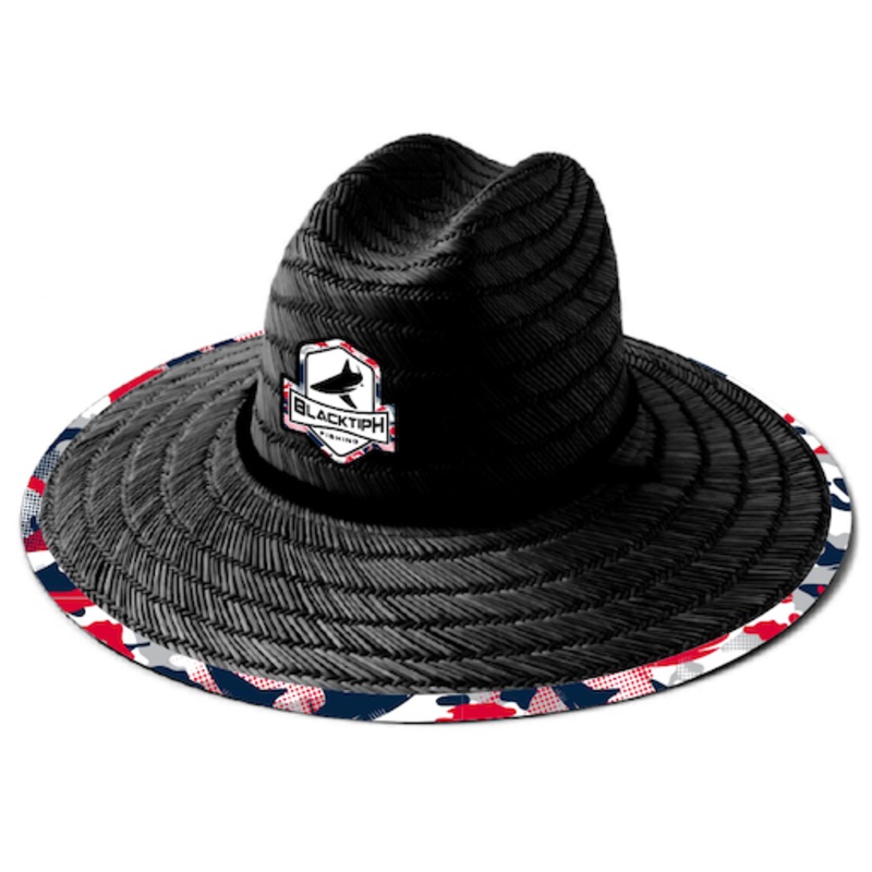 BLACKTIPH Straw Hat – Red White and Blue Shark Camo- Black