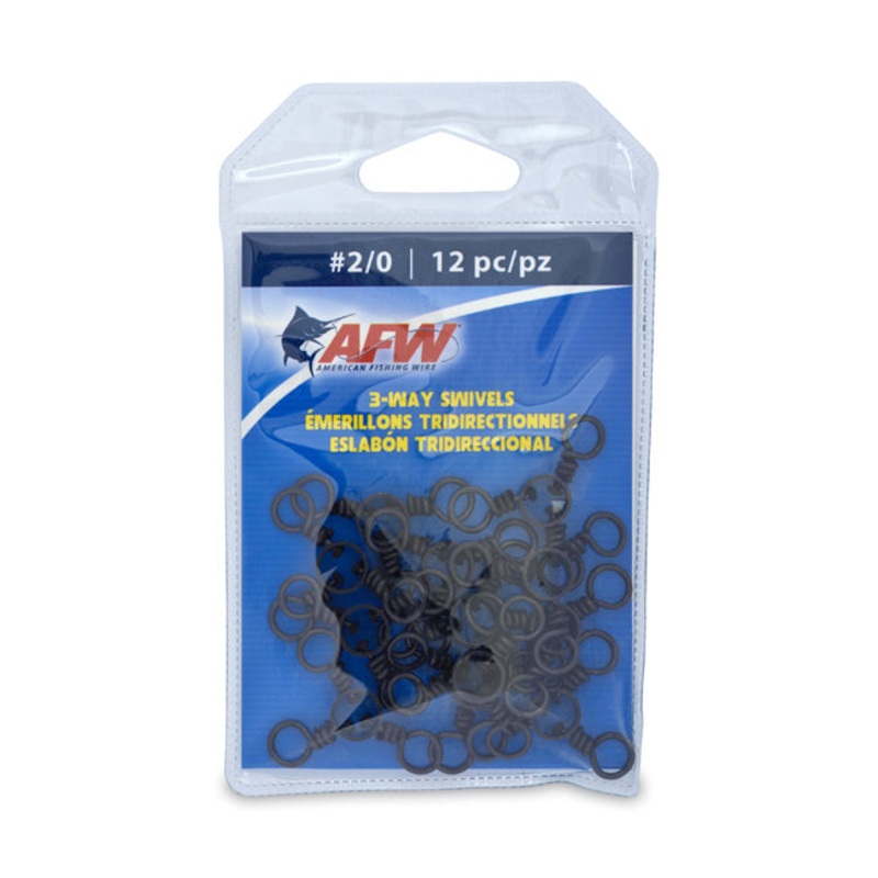 AFW 3-Way Swivels with Stainless Steel Rings 12pc – Black