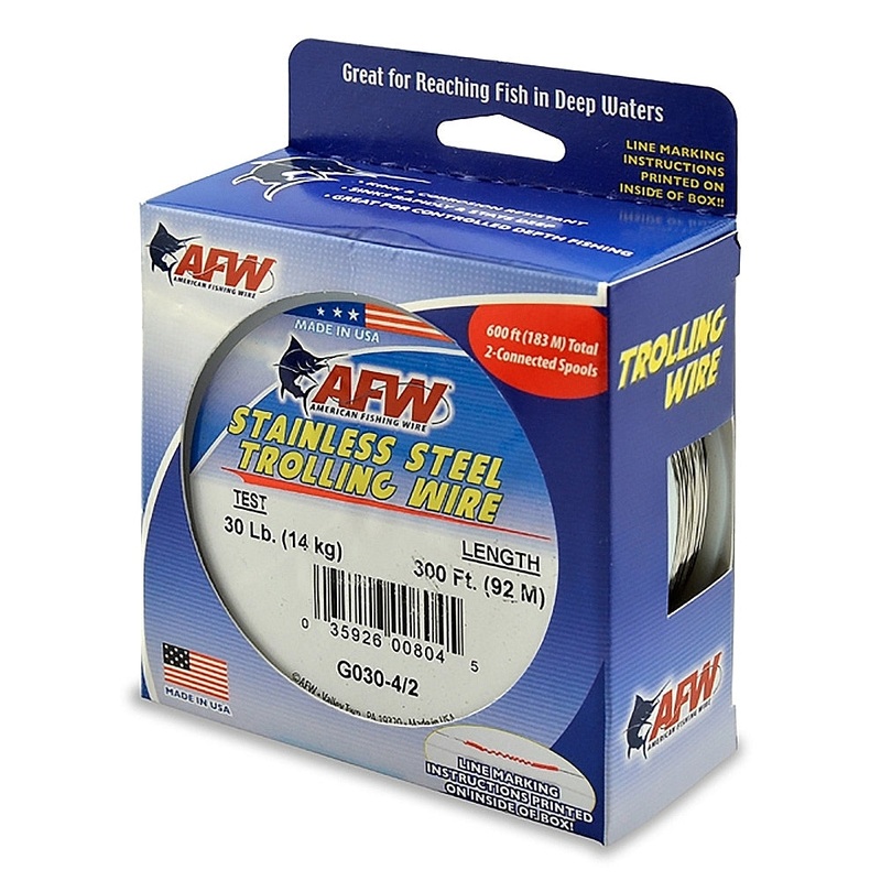 AFW Stainless Steel 2-Connected Trolling Wire 600FT – Bright