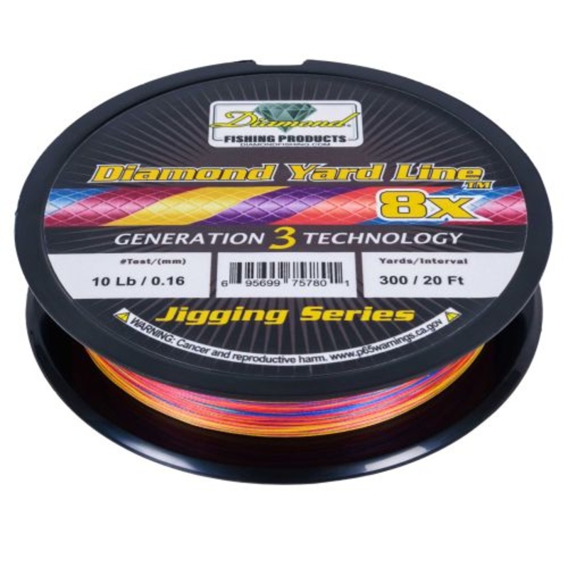 Diamond Yard Line Jigging Series 8X Solid Braided Line – 300 Yards