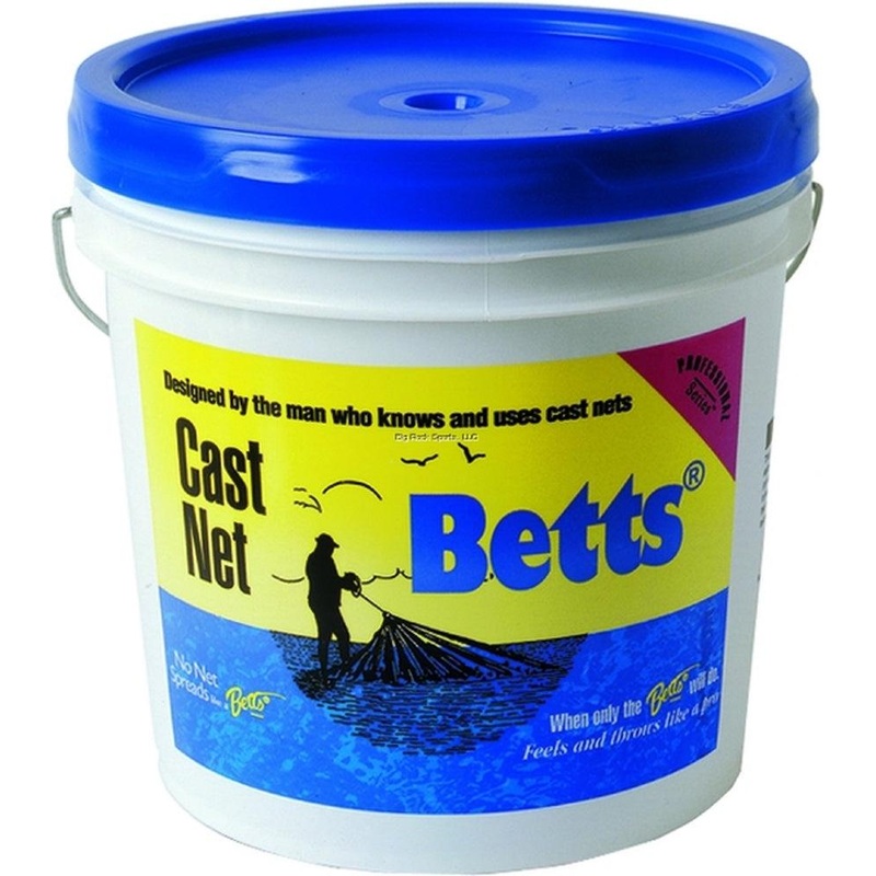 Betts Mullet Cast Net, Mono 10′ 1″ Mesh 1.2Lb Lead per Ft Bucket – 18-10