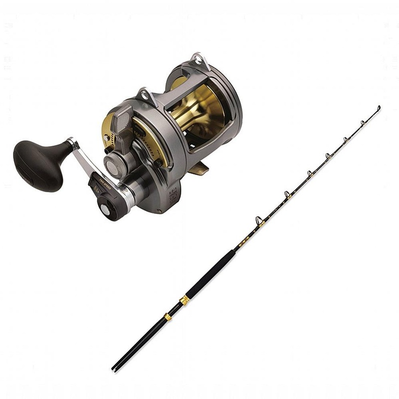 Shimano TYRNOS 20 LEVER DRAG 2 SPD with ECL 30-50 6′ Slick Butt CHAOS Gold Combo