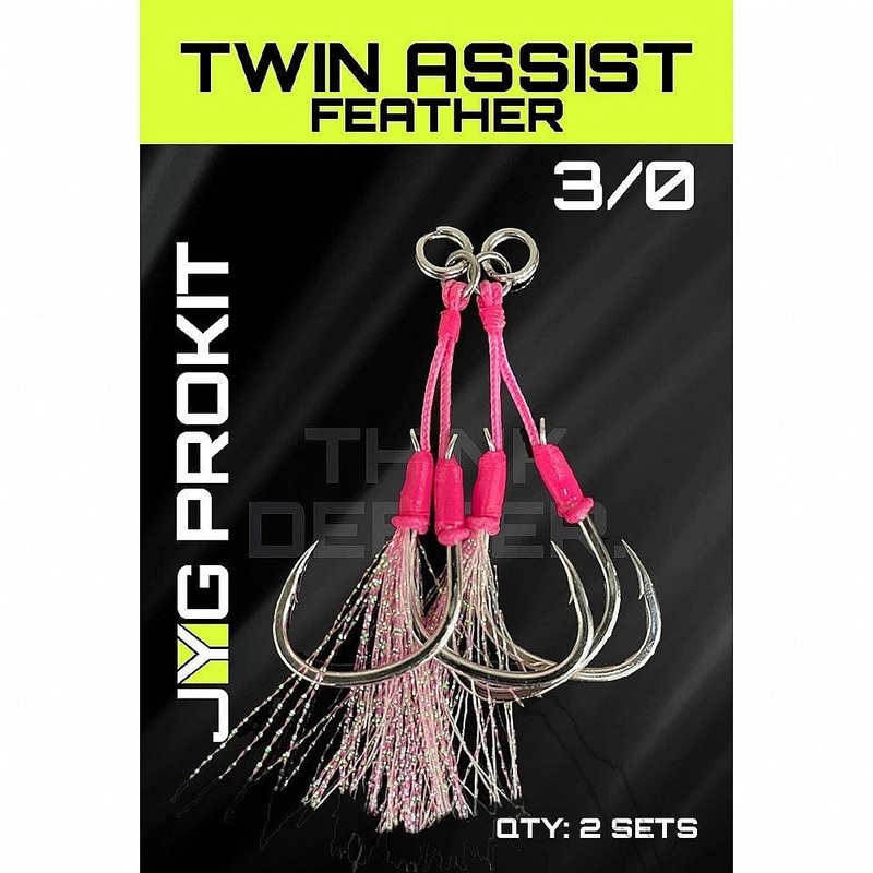 Jyg Pro Twin Assist Feather Hook – Pink