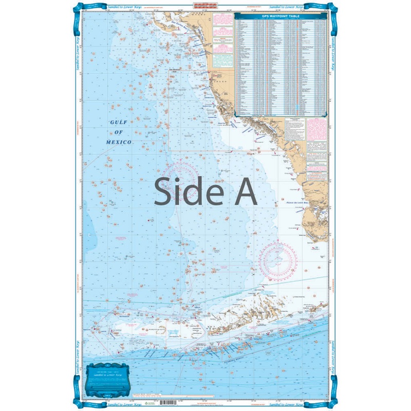 Waterproof Charts 9F Sanibel to Lower Keys Fishing Offshore Fish & Drive Chart