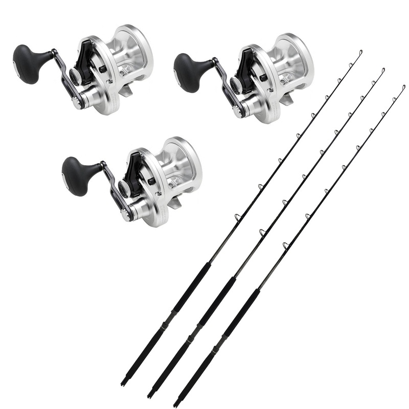 3 Shimano Talica 20BFC with 3 CHAOS KC 20-40 7FT Composite Blackout Combo