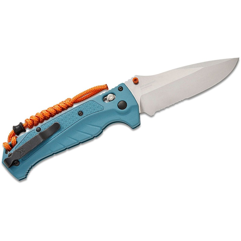 Benchmade Water Adira AXIS 3.88″ Folding Knife – Depth Blue Grivory Handles, Reversible Deep Carry Clip