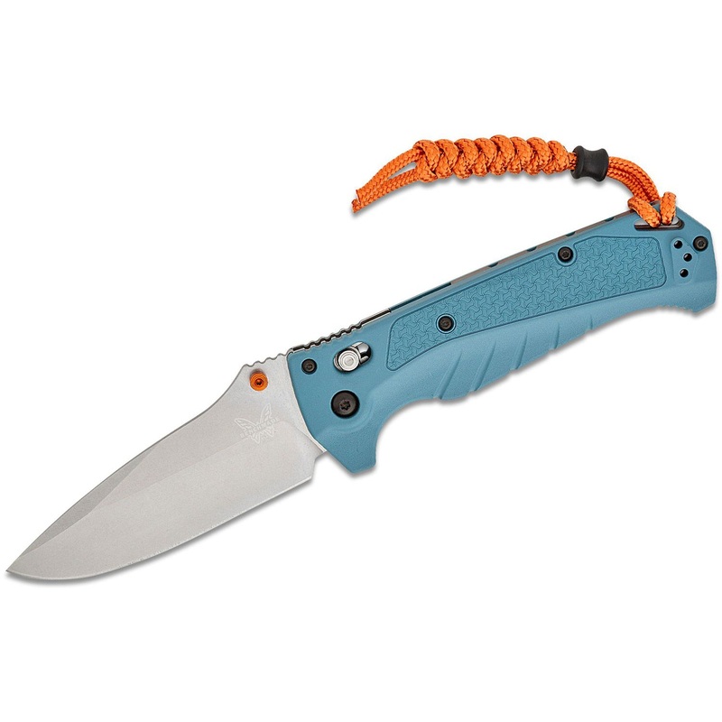 Benchmade Water Adira Folding 3.88″ Knife – Depth Blue Grivory Handles, Reversible Deep Carry Clip