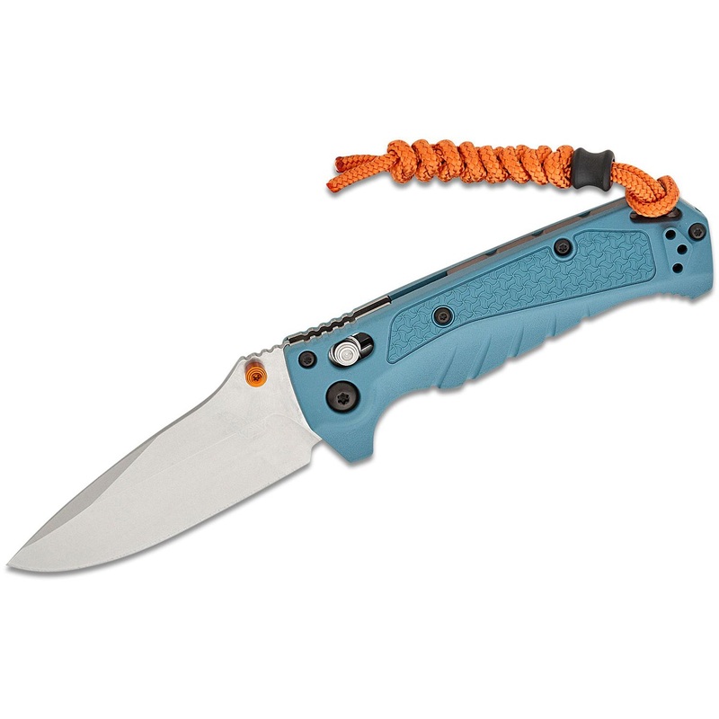 Benchmade Water Mini Adira Folding 3.21″ Knife – Depth Blue Grivory Handles, Reversible Deep Carry Clip