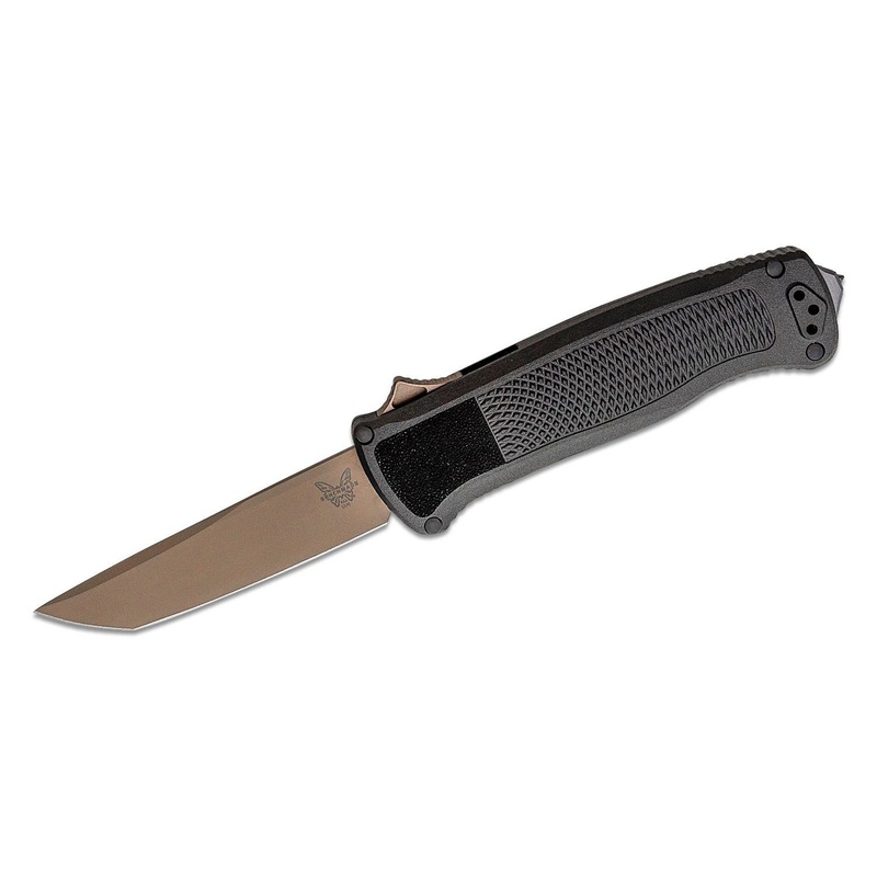 Benchmade 5370FE Shootout OTF AUTO 3.51″ Knife CPM-CruWear Flat Earth Tanto Blade, Black CF-Elite Handles