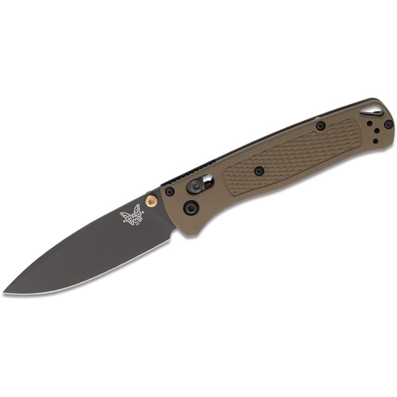 Benchmade Bugout AXIS 3.24″ Folding Knife S30V Smoked Gray Plain Blade, Ranger Green Grivory Handles