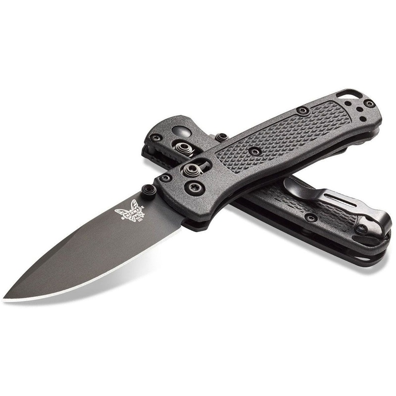 Benchmade Mini Bugout CF-Elite AXIS 2.82″ Folding Knife S30V Black Cerakote Plain Blade, Graphite Black CF-Elite Handles