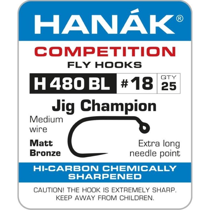 Hanak Barbless Jig Champion Fly Hooks H 480 BL