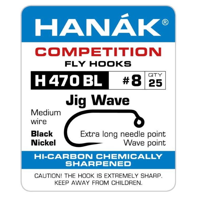 Hanak Barbless Jig Wave Fly Hooks H 470 BL
