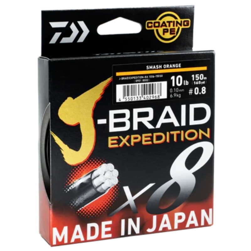 Daiwa J-BRAID EXPEDITION PE Line 150m Orange