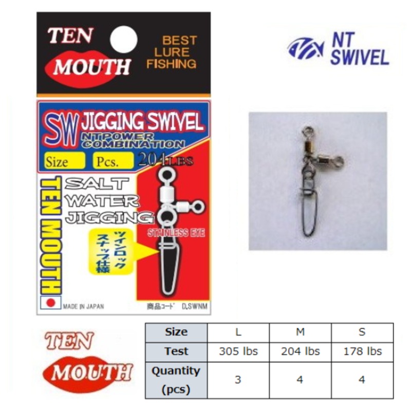 NT Swivel TEN MOUTH Salt Water Jigging Swivel
