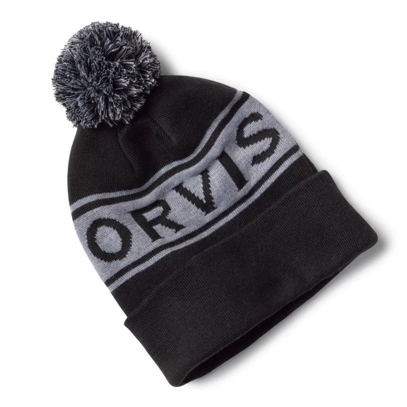 Orvis Logo Pom Beanie – Black/grey