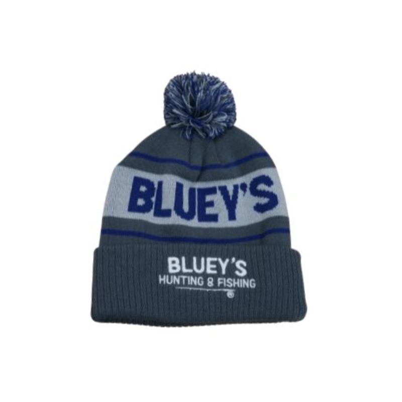 Blueys Pom Pom Beanie – Grey & Blue