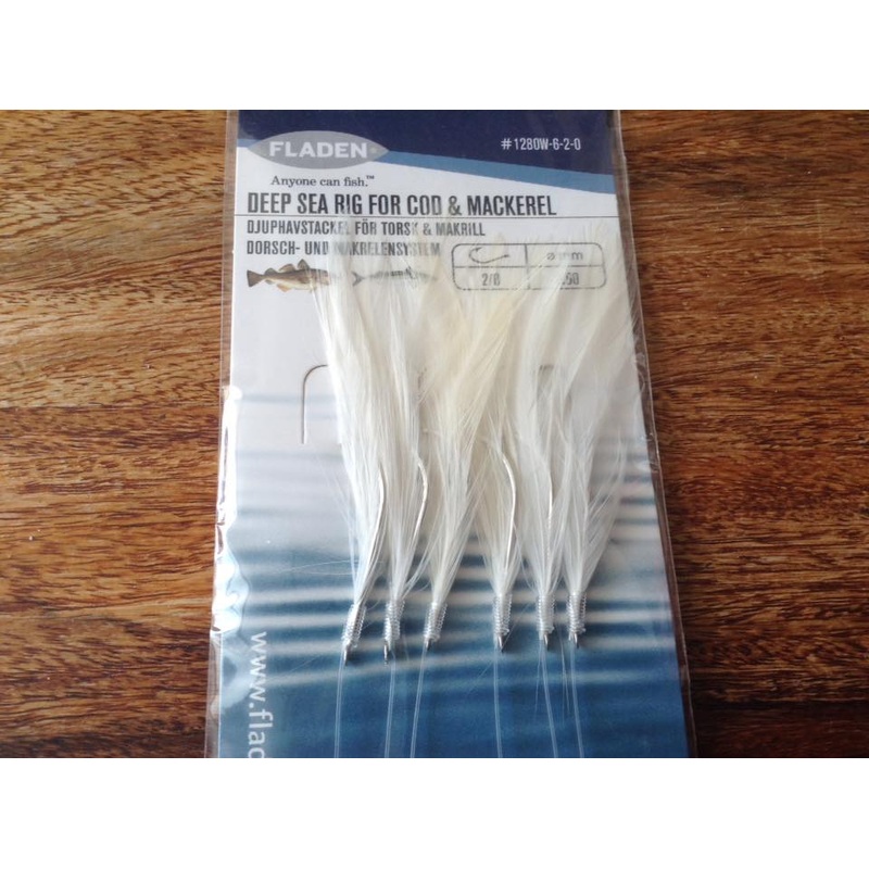 Fladen Deep Sea White Feather Rig For Cod And Mackerel #1280W-6-2-0