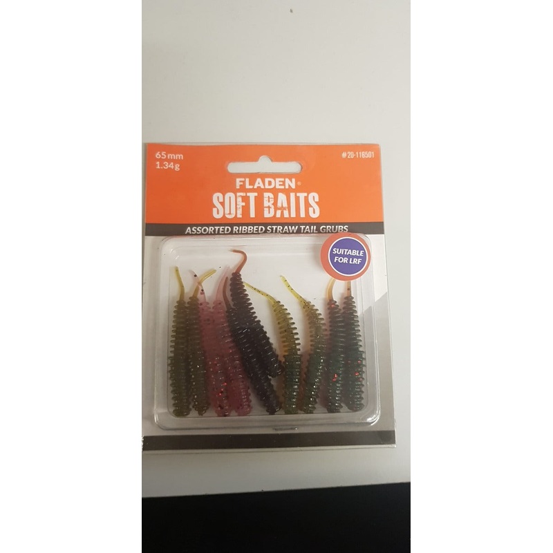 Fladen Soft Baits Assorted Ribbed Straw Tail Grubs LRF Lures