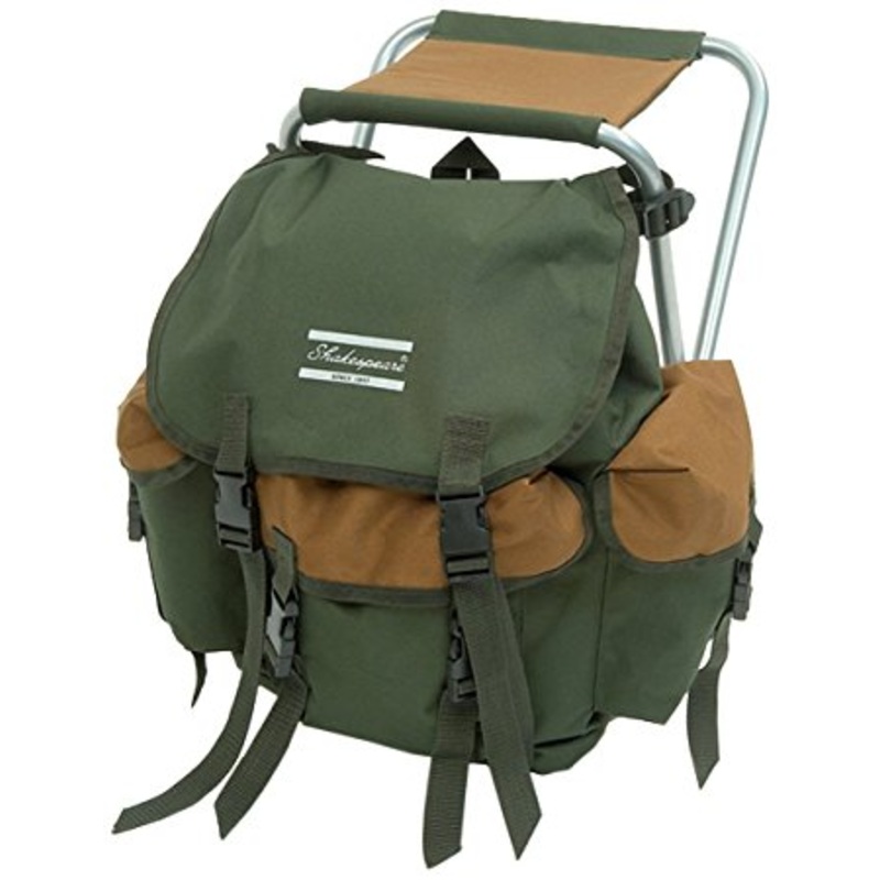 Shakespeare Folding Stool With Back Pack – Brown/Green