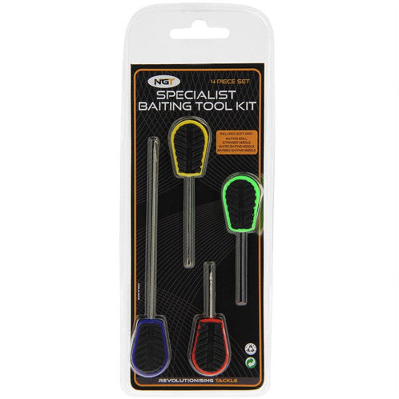 NGT specialist baiting Tool Kit, 4pc Soft Grip Handle carp fishing