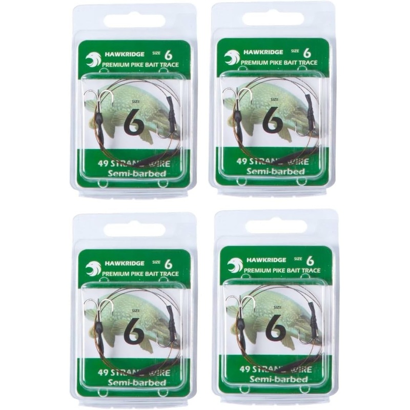 HAWKRIDGE –  Predator Semi-Barbed Pike Snap Tackle Double Hook Bait Rigs