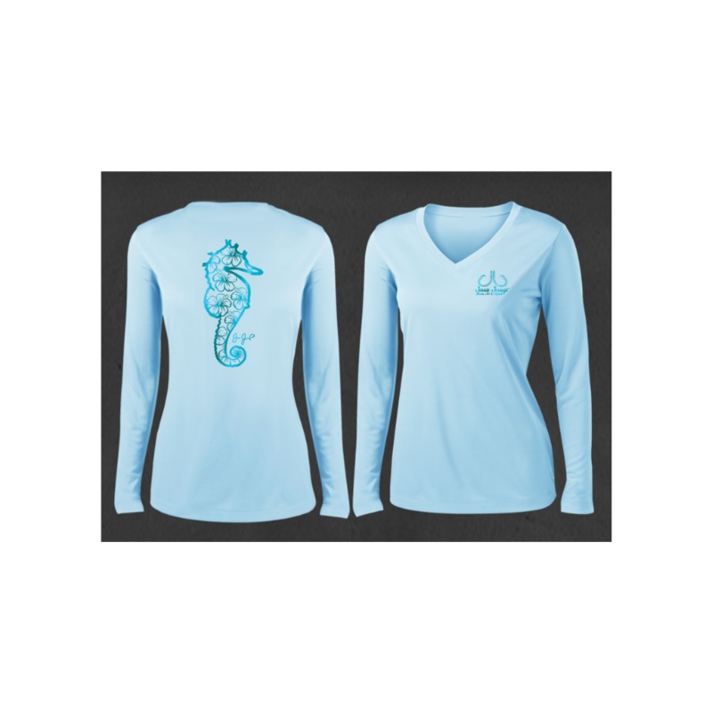 JESSIE JESSUP PERFORMANCE L/S METALLIC HIBISCUS SEAHORSE
