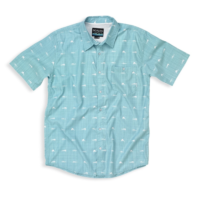 SCALES SS TECH BUTTON DOWN CLEAN FISH