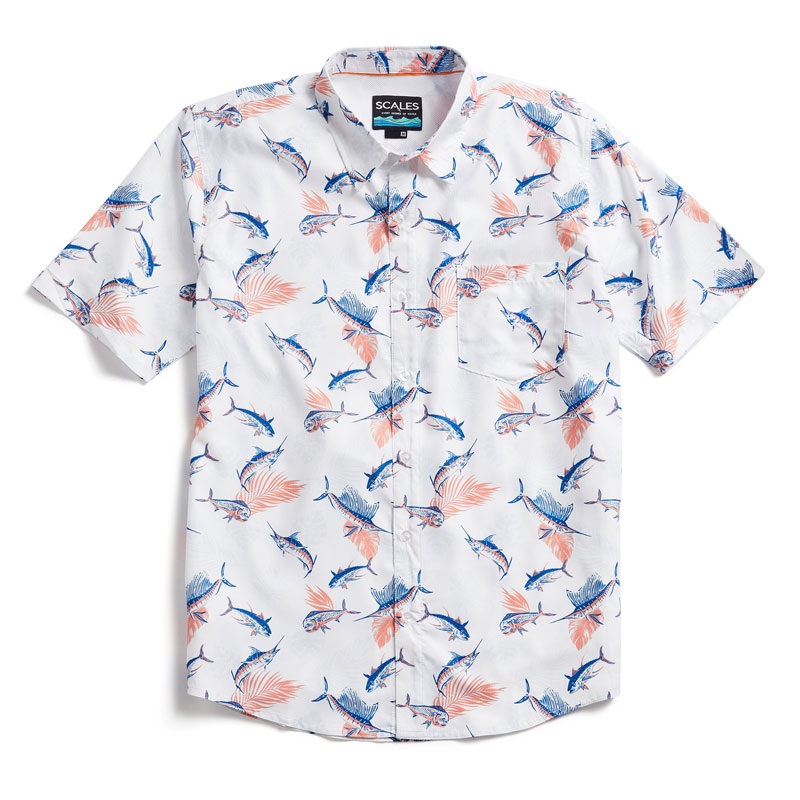 SCALES SS TECH BUTTON DOWN TROPICAL SLAM
