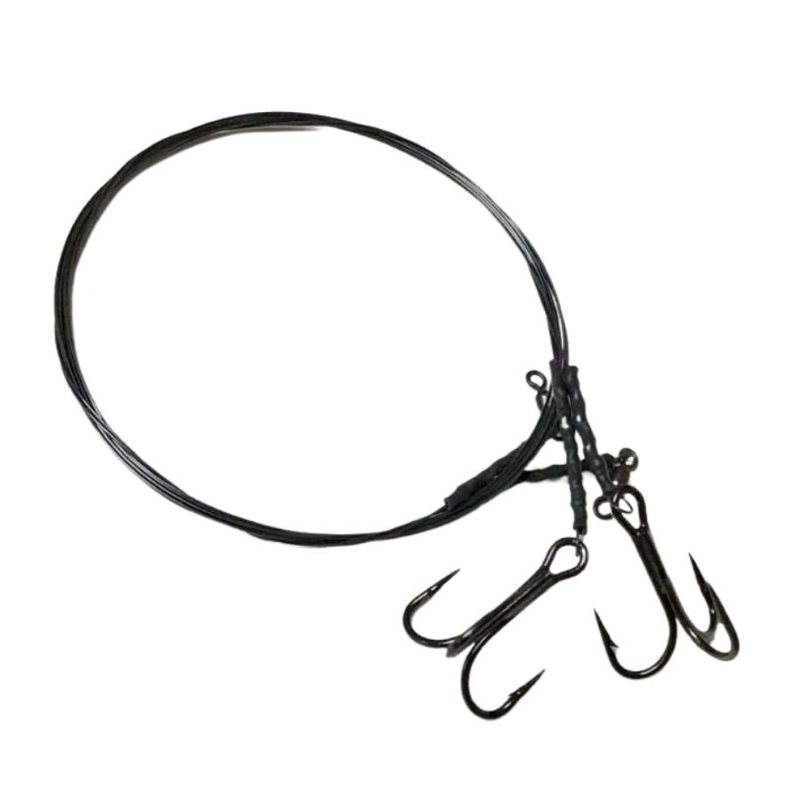 R&R TACKLE TREBLE HOOK TITANIUM LEADERS 2PK