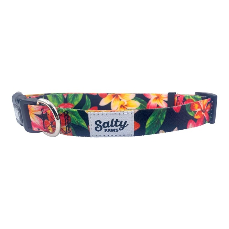 SALTY PAWS DOG COLLAR BLACK FLORAL