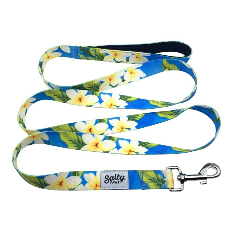 SALTY PAWS DOG LEASH BLUE PLUMERIA