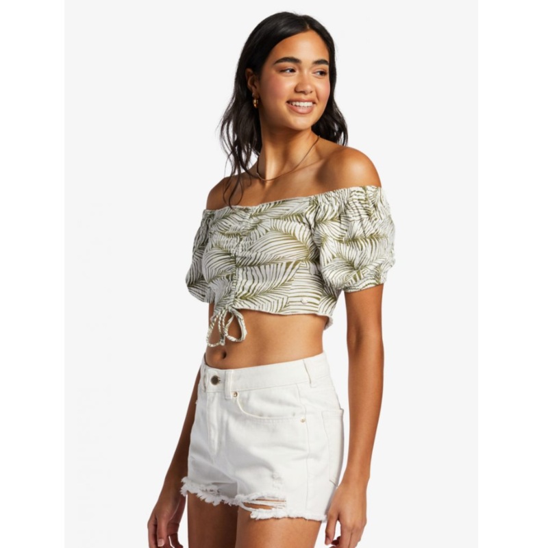 ROXY FLIRTY WALK CROPPED RUCHED CROP TOP