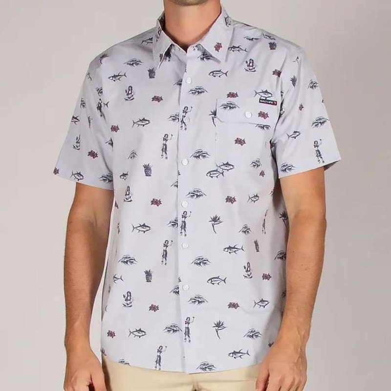 SALT LIFE HULA VIBES WOVEN PERFORMANCE FISHING SHIRT