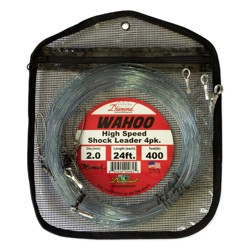 DIAMOND WAHOO HIGH SPEED SHOCK LEADER 24FT 4PK