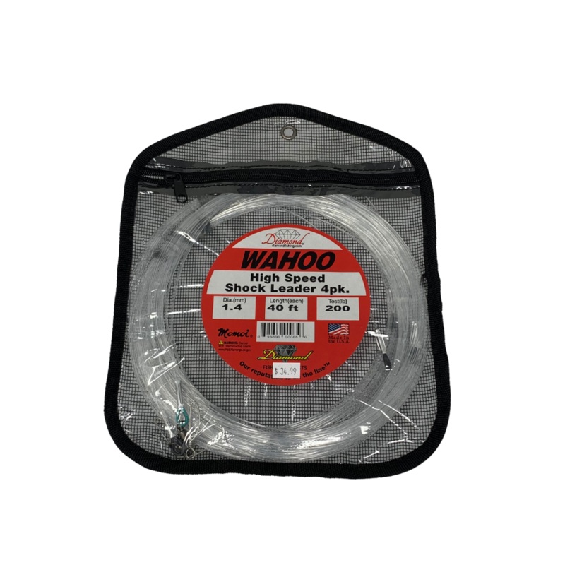 DIAMOND WAHOO HIGH SPEED SHOCK LEADER 40FT 4PK