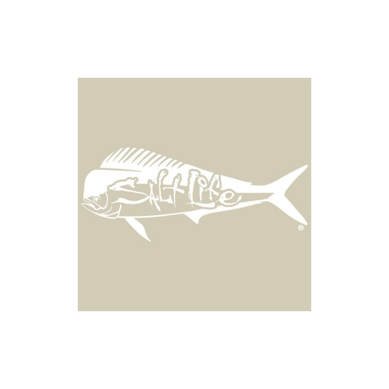 SALT LIFE MAHI DECAL MED WHITE
