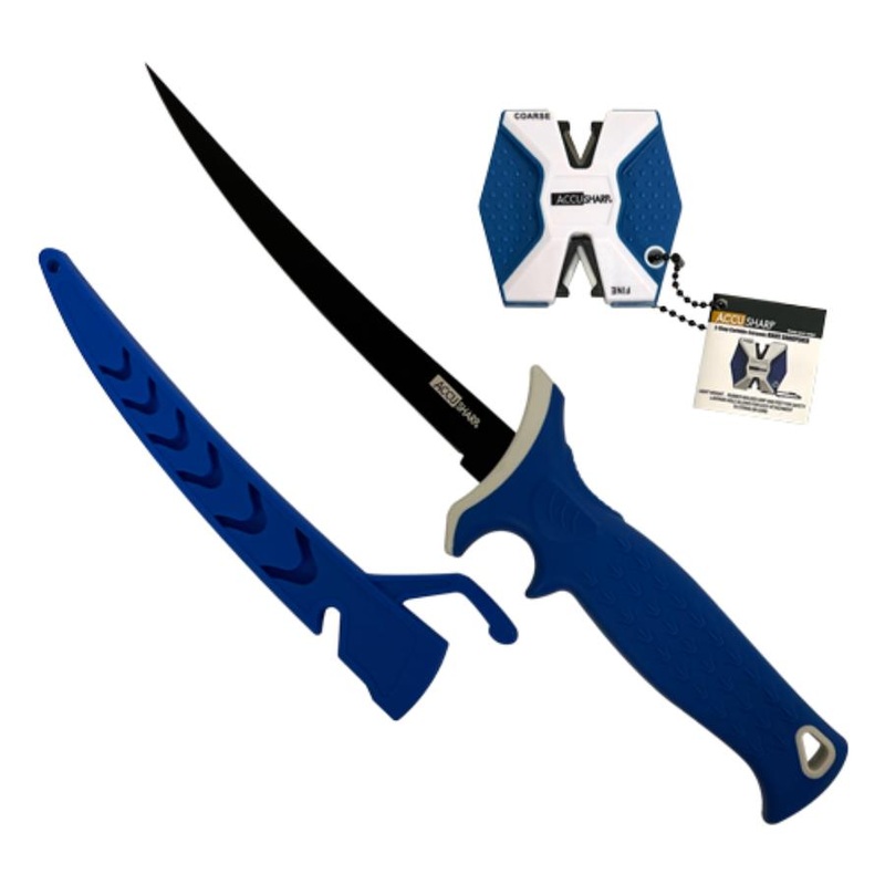 ACCUSHARP FILLET KNIFE WITH 2-STEP CARBIDE-CERAMIC KNIFE SHARPENER