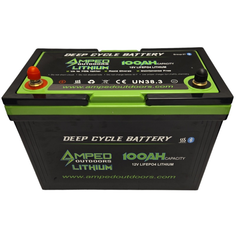 Amped Outdoors 12V 100Ah LiFePO4 Lithium BatteryHeated