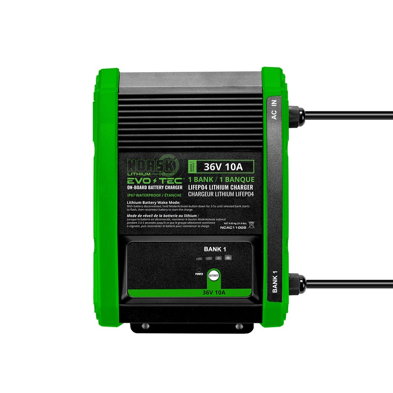 Norsk 36V 10A Single Bank Trolling Motor Battery Charger