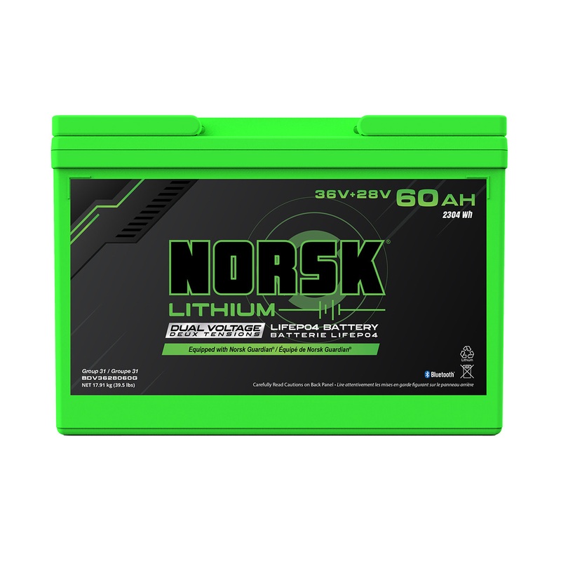 Norsk 36V   28V 60AH Dual LiFePO4 Trolling Motor Battery