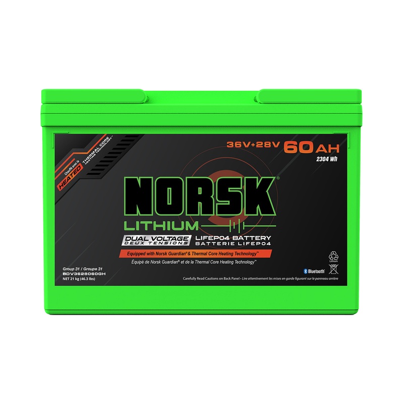 Norsk Dual Voltage 36V 28V 60AH LiFePO4 Heated Battery