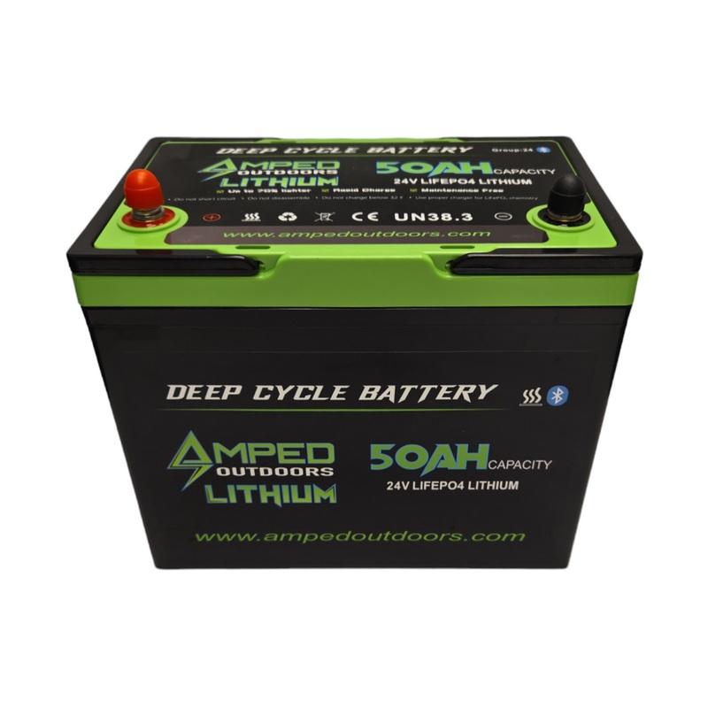 Amped Outdoors 24v 50AH Trolling Motor Lithium Battery w/ChargerHeated