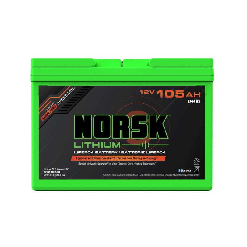 Norsk 12.8V 105AH LiFePO4 Marine Lithium Battery  Heated